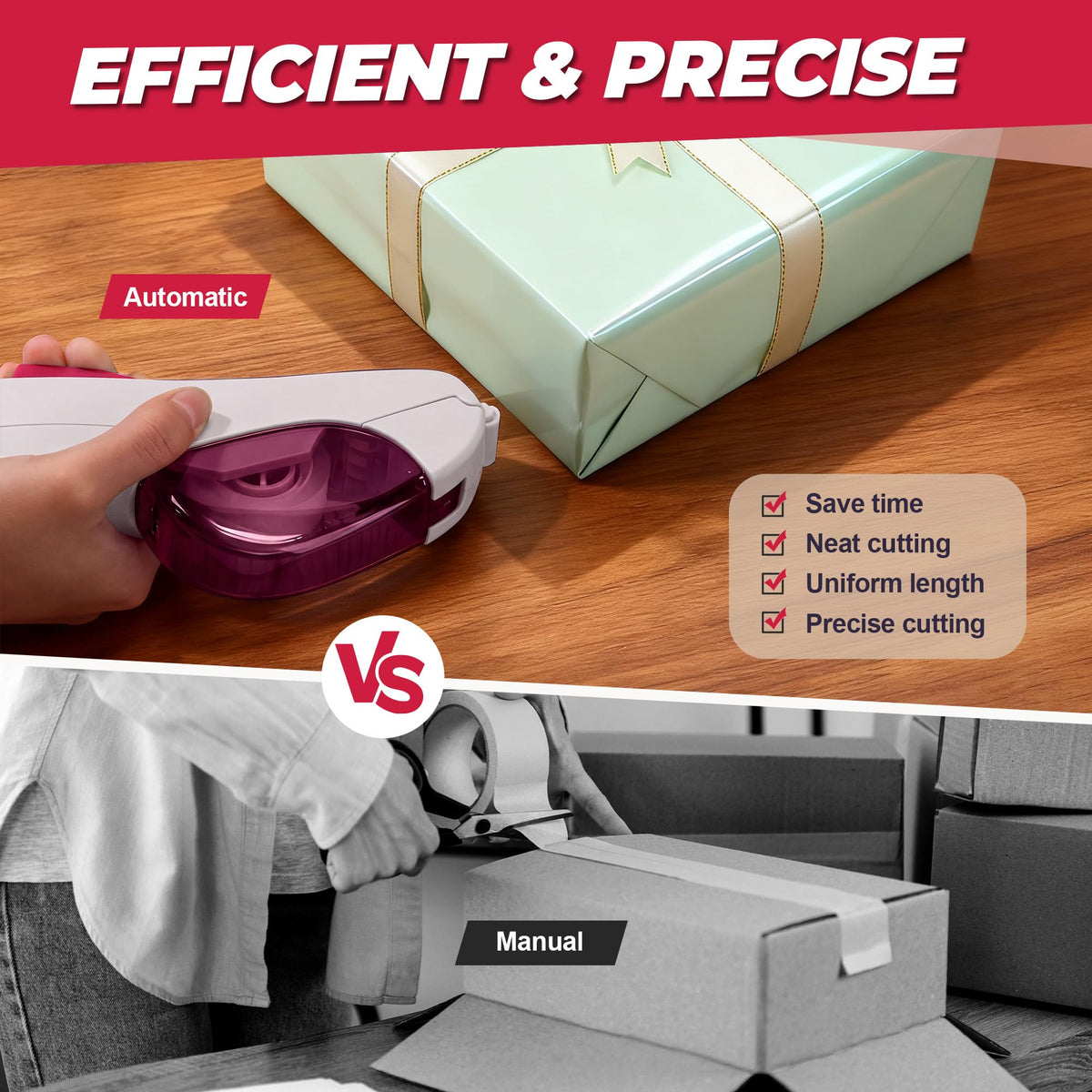 Automatic Tape Dispenser with Multiple Rolls of Tape, White