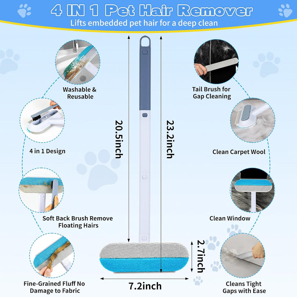 Pet Hair Remover for Furniture – 23.2Inch Reusable Dog & Cat Hair Removal Brush, Washable Lint Cleaner with Long