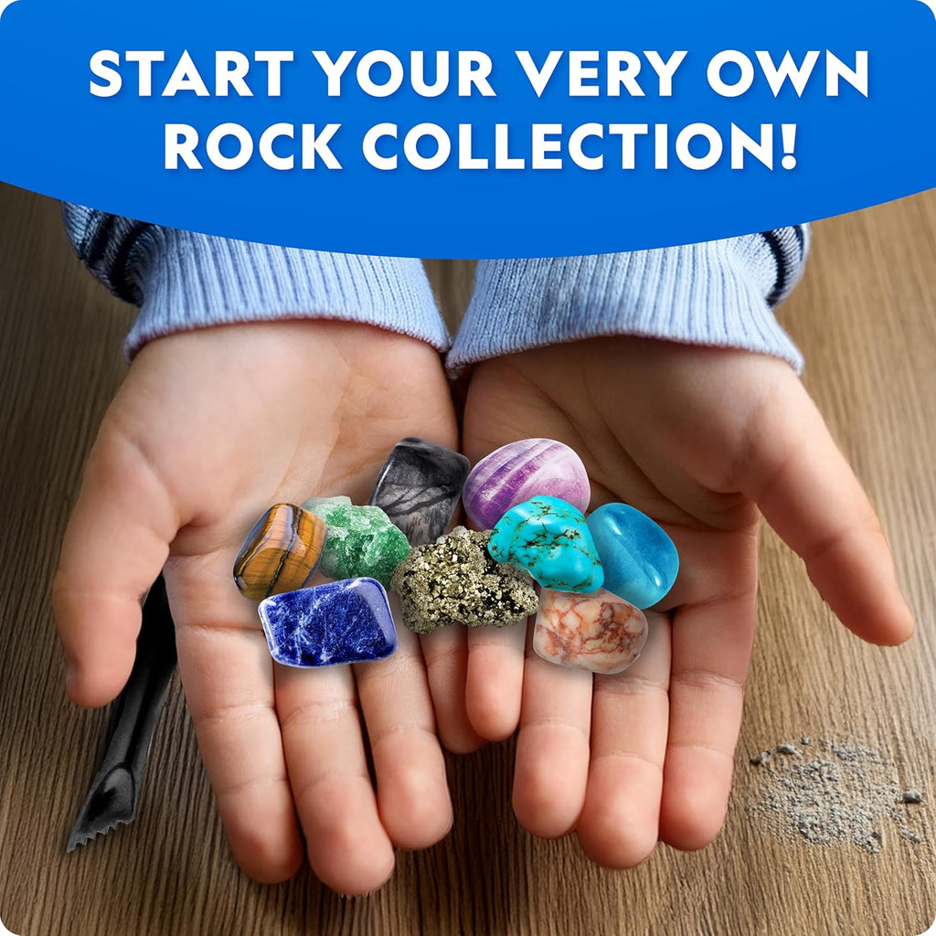 National Geographic Gigantic Gemstone Dig Kit with 100 Real Gems | Giant Dig Brick, Amethyst Quartz and Tiger's Eye