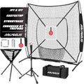 6'x6' Baseball Softball Practice Net, Batting Tee & Ball Caddy | Baseball Pitching Hitting Net with Strike Zone