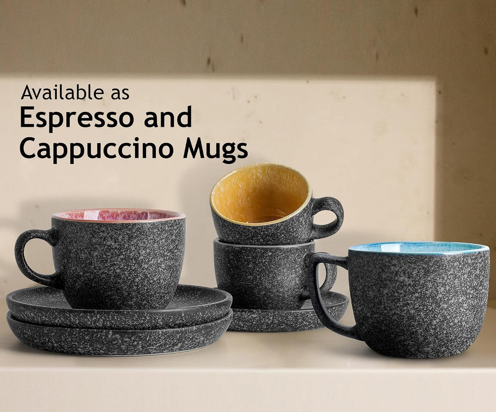 – Cappuccino Cup Set (6.4 oz), Ceramic Coffee Mugs - Las Palmitas