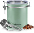 Coffee Canister, Airtight Coffee Bean Storage Container 16oz | Green Stainless steel container with clear lid, CO2