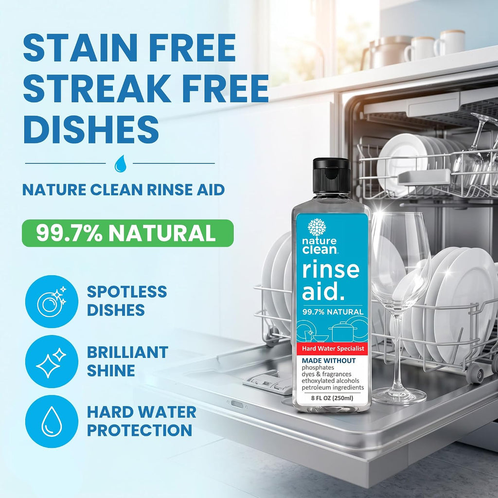 Dishwasher Rinse Aid Cleaner Non-Toxic Unscented 8oz (3 Pack)