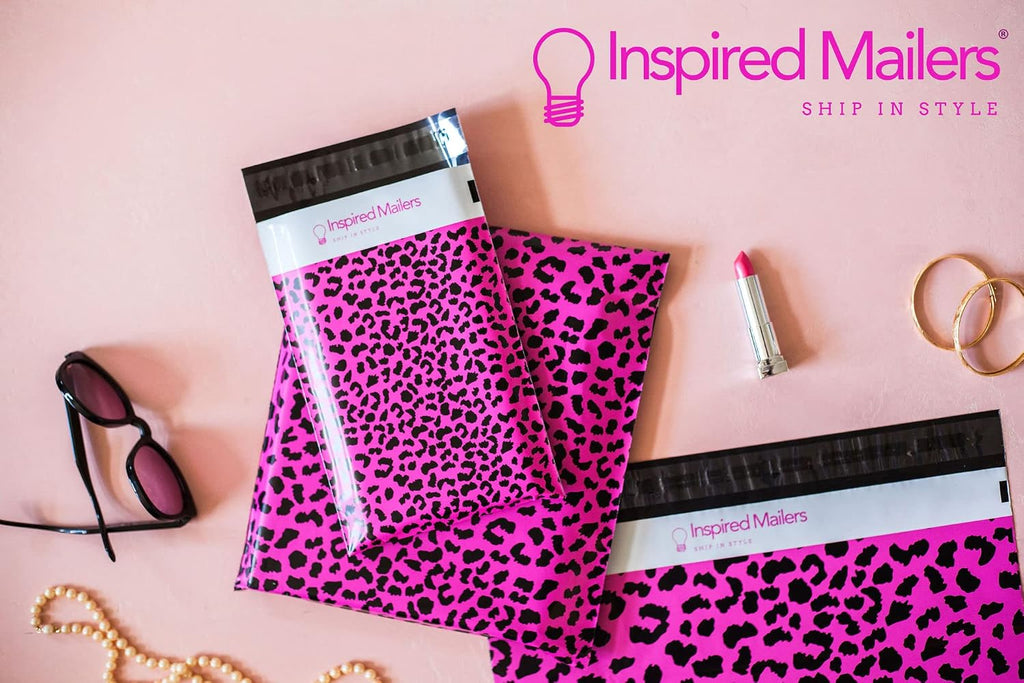 50 Poly Mailers 14.5x19 - Hot Pink Cheetah Shipping Bags