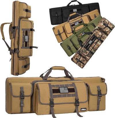 28/32/36/42/46/48/51/55" Double Rifle Case Soft Gun Bag Tactical Backpack | Portable Long Rifle Bag for Outdoor