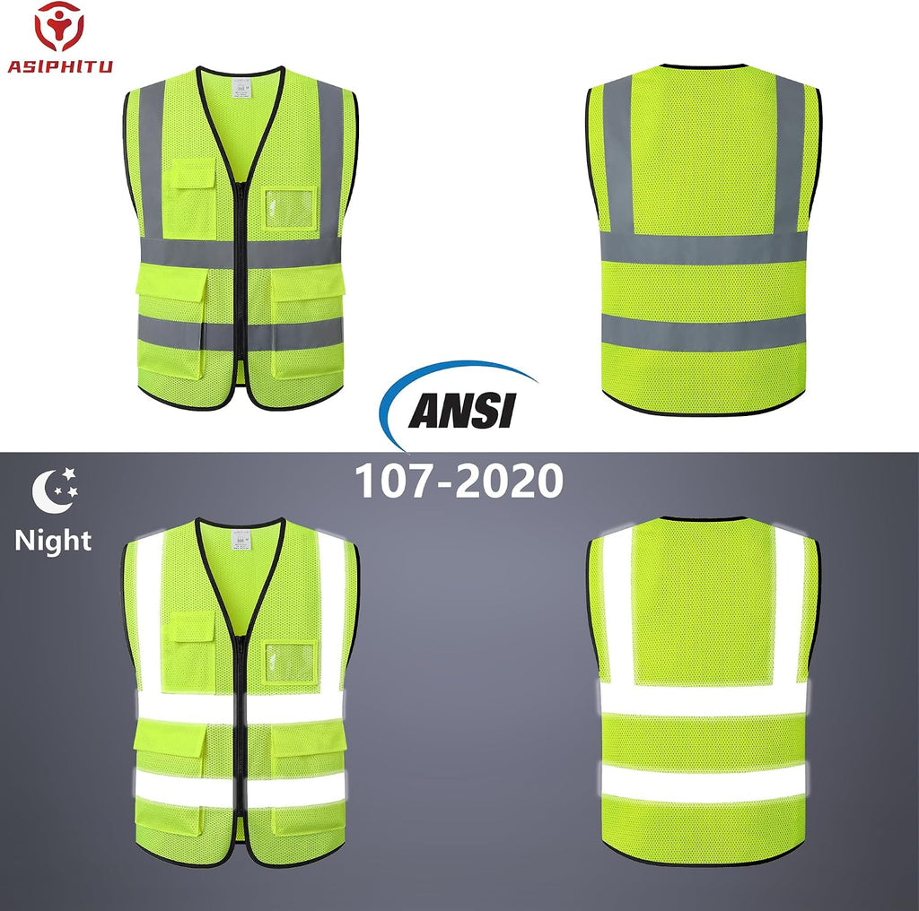 Reflective Safety Vest for Men Women Construction Vest ANSI Standard AP1 | ANSI Standard, 5 utility Pockets 4