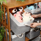 8 Pack Fabric Storage Bins Baskets, 17 x 12 x 15 in, Gray White