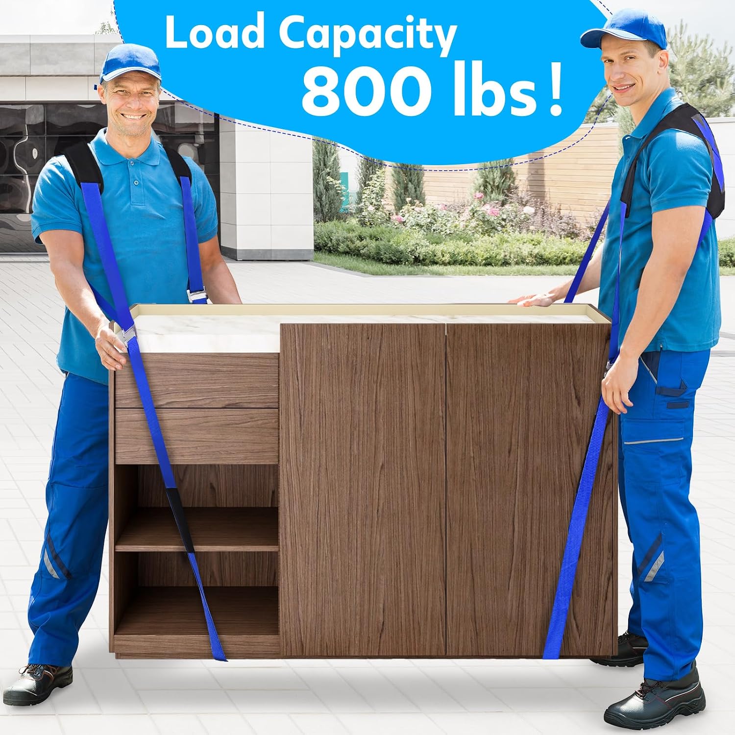 Moving Straps for Lifting Heavy Furniture: 2-Person Shoulder Lifting System | Up to 800 lb capacity, wide padded