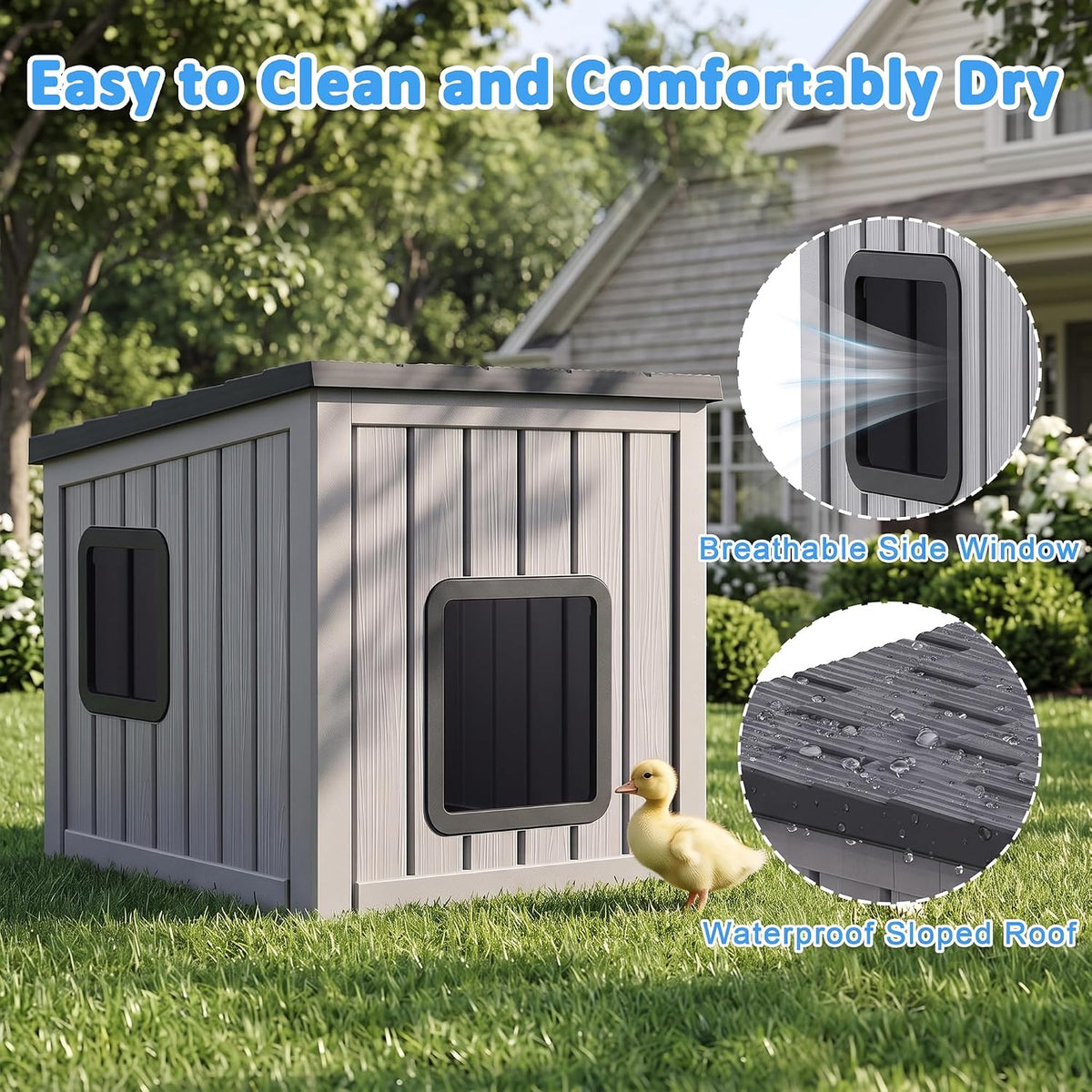 Duck House for Outside Waterproof Resin, Black