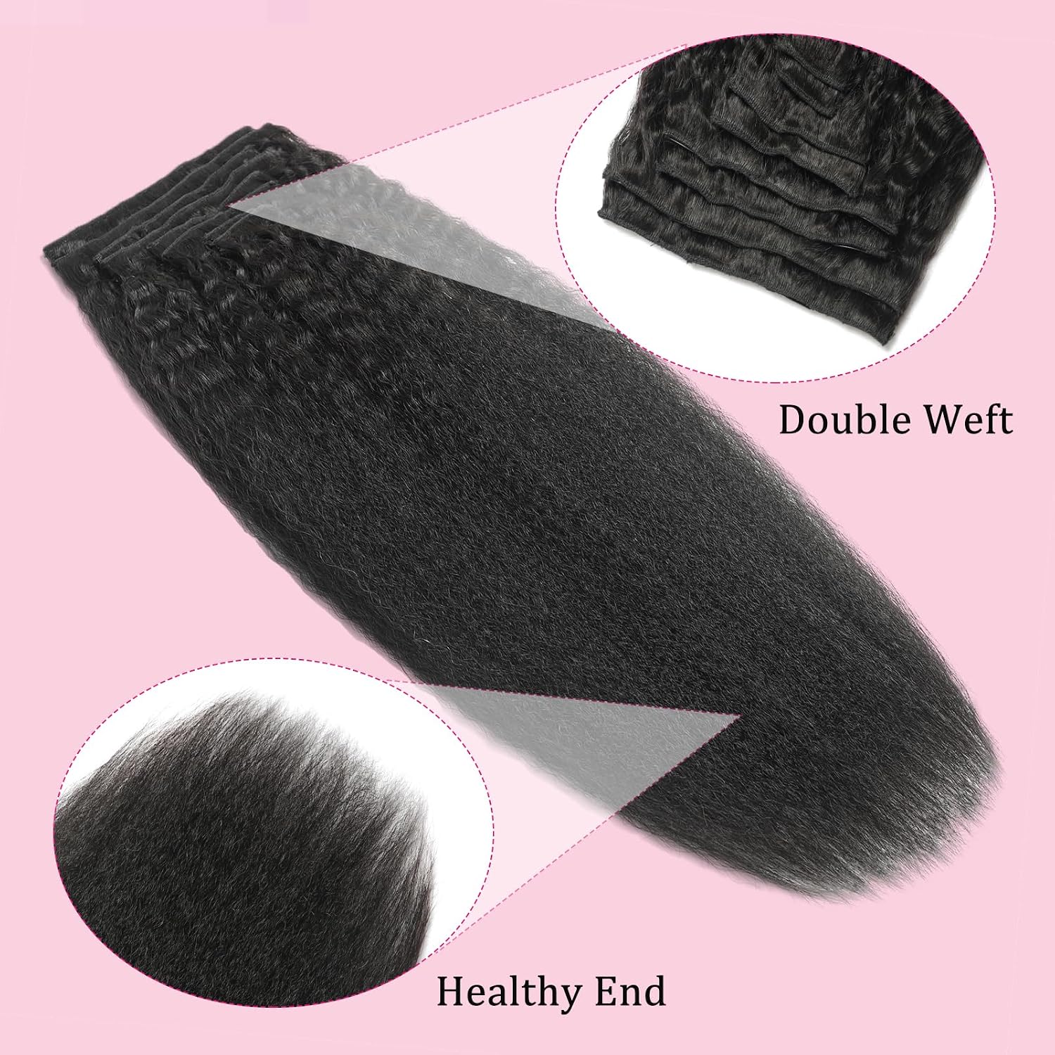 Kinky Straight Clip Ins Hair Extensions Human Hair Clip in Extensions | 110g Clip Ins Real Human Hair for Black Women