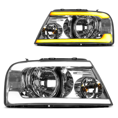 Headlights Assembly Compatible with 2004 2005 2006 2007 2008 Ford F-150 Headlamp with Led DRL Replacement Pair Driver