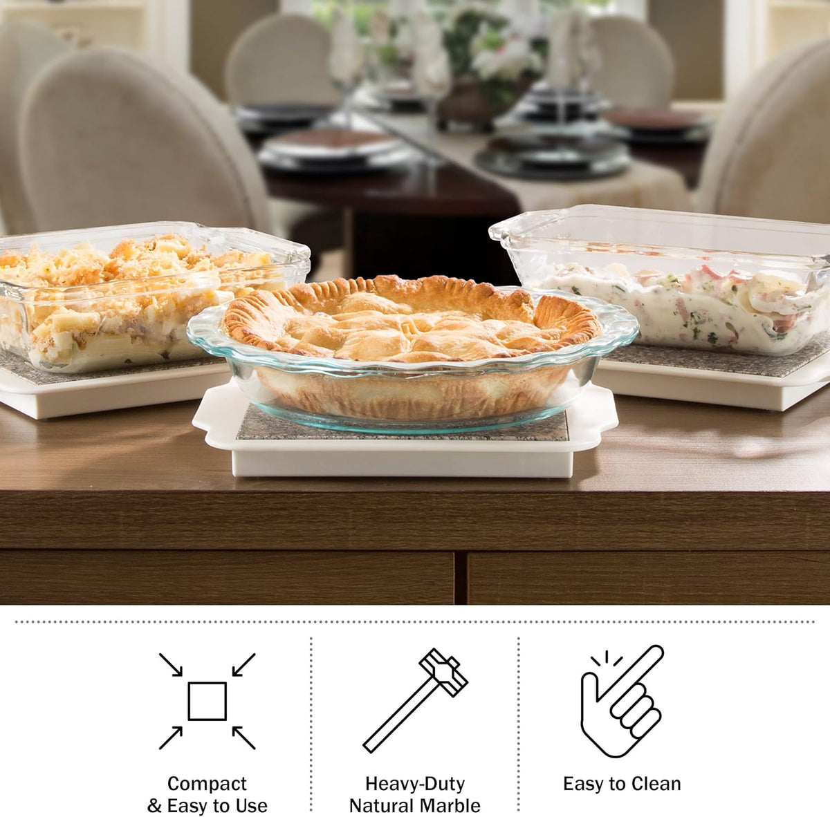 Classic Cuisine Chef Buddy Food Warmer Plate with Holder, 10.25" x 9"