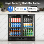 36 Inch Back Bar Cooler 2 Door 216 Can Black
