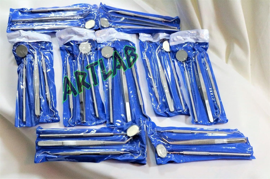 9 German Basic Dental Sets Explorer Probe Plus Dental Mirror Plus College Cotton PLIER CYNAMED