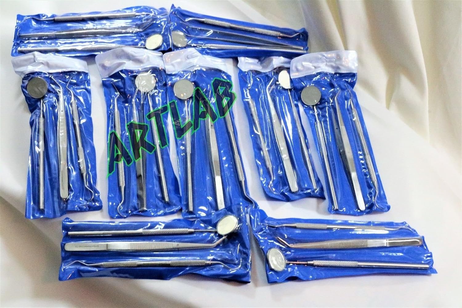 5 German Basic Dental Sets Explorer Probe Plus Dental Mirror Plus College Cotton PLIER CYNAMED