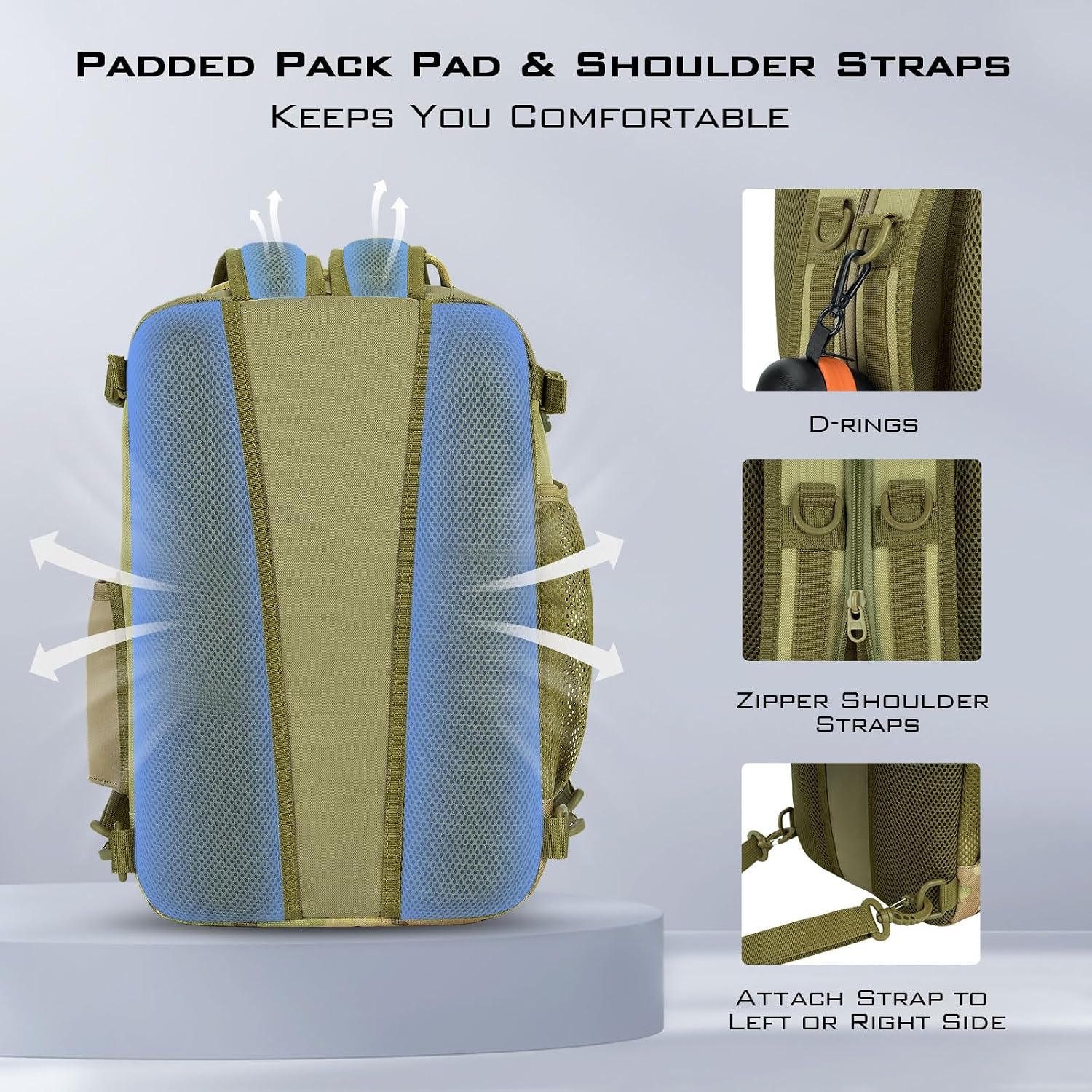Blowbak Fishing Sling Bag, Fishing Backpack with Rod Holder | Fishing Bag Storge Fishing Gear, Gift for Men, Molle