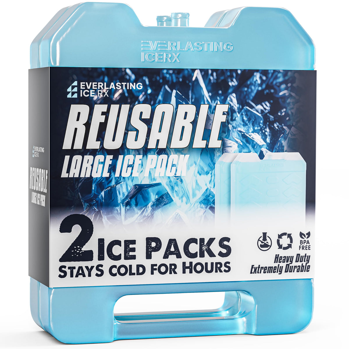 Large Reusable Ice Packs for Cooler with Handle, Heavy Duty Freezer 2 Pack