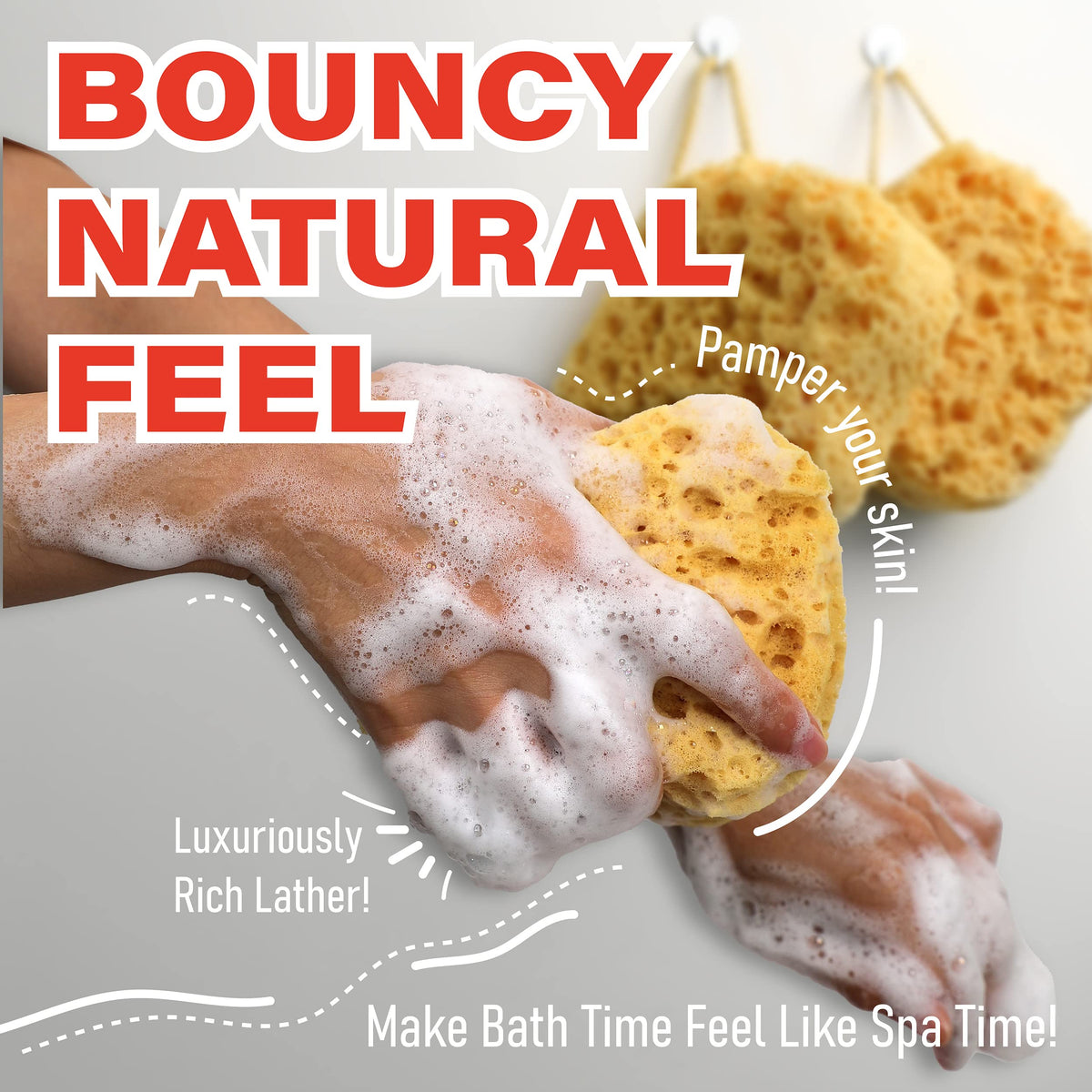 Bath Sponge, Foam Loofah, Shower Sponge for Body, Square, 2 Pack