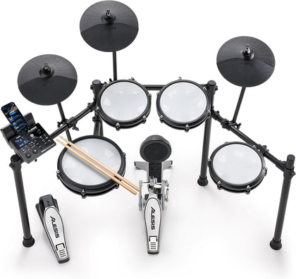 Nitro Max Electric Drum Set | 10" Dual-Zone Snare, 8" Toms, 10 "Cymbals, Quiet Mesh Heads, Bluetooth, 440+ BFD