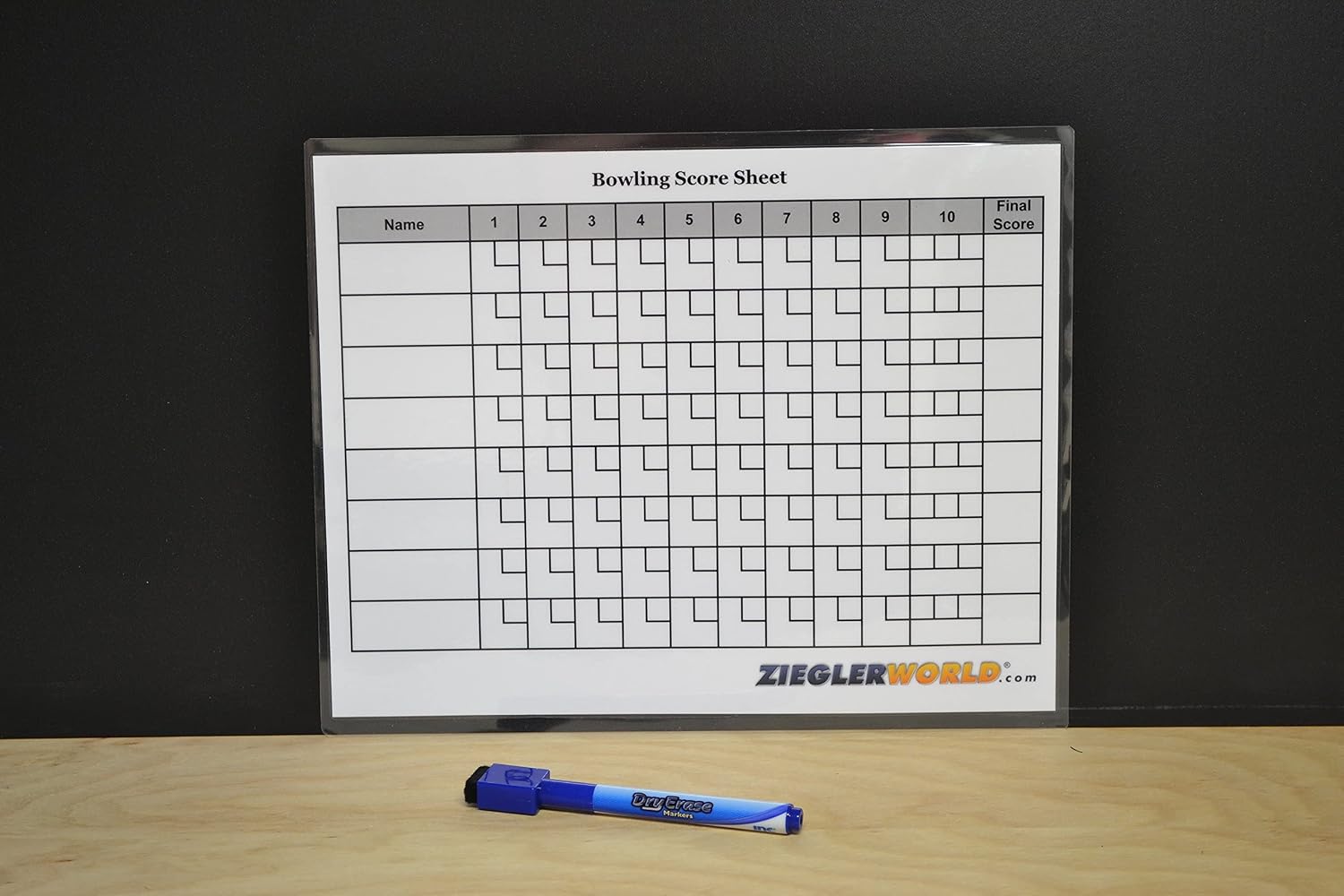 Table Shuffleboard Bowling Brown Pins - Pinsetter - Rules Booklet Scoring Chart & Storage Carrier Bag
