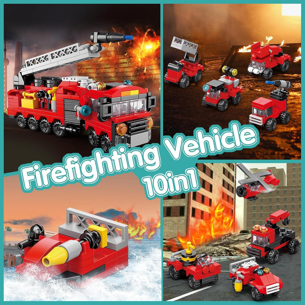30Pack Mini Cars Building Blocks Party Favors for Kids-Bulk Fire Truck,City Police Car,Construction Vehicle for