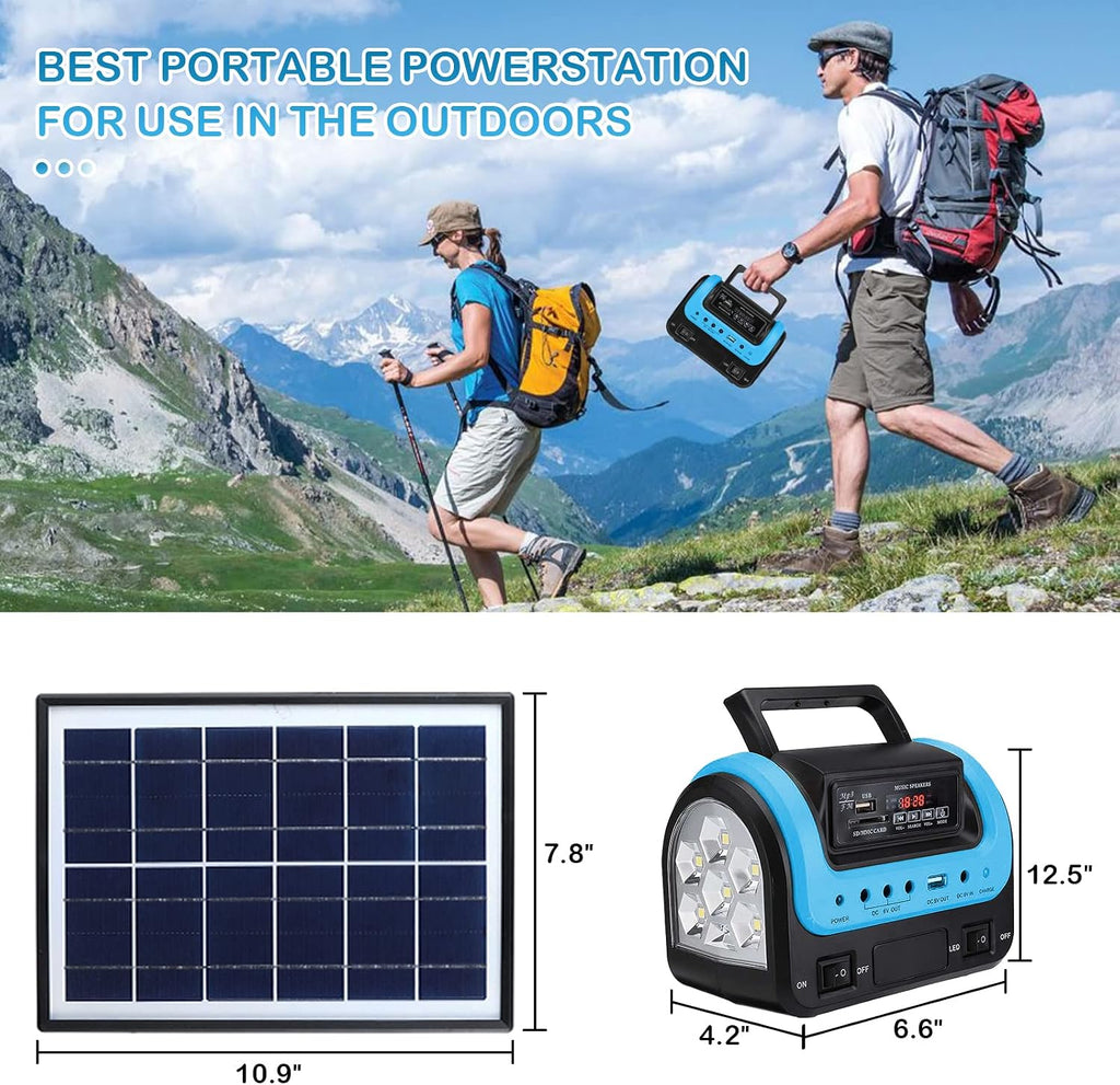 Portable Solar Generator with Panel,Small Power Station for Camping | Compact solar power station with LED lights and