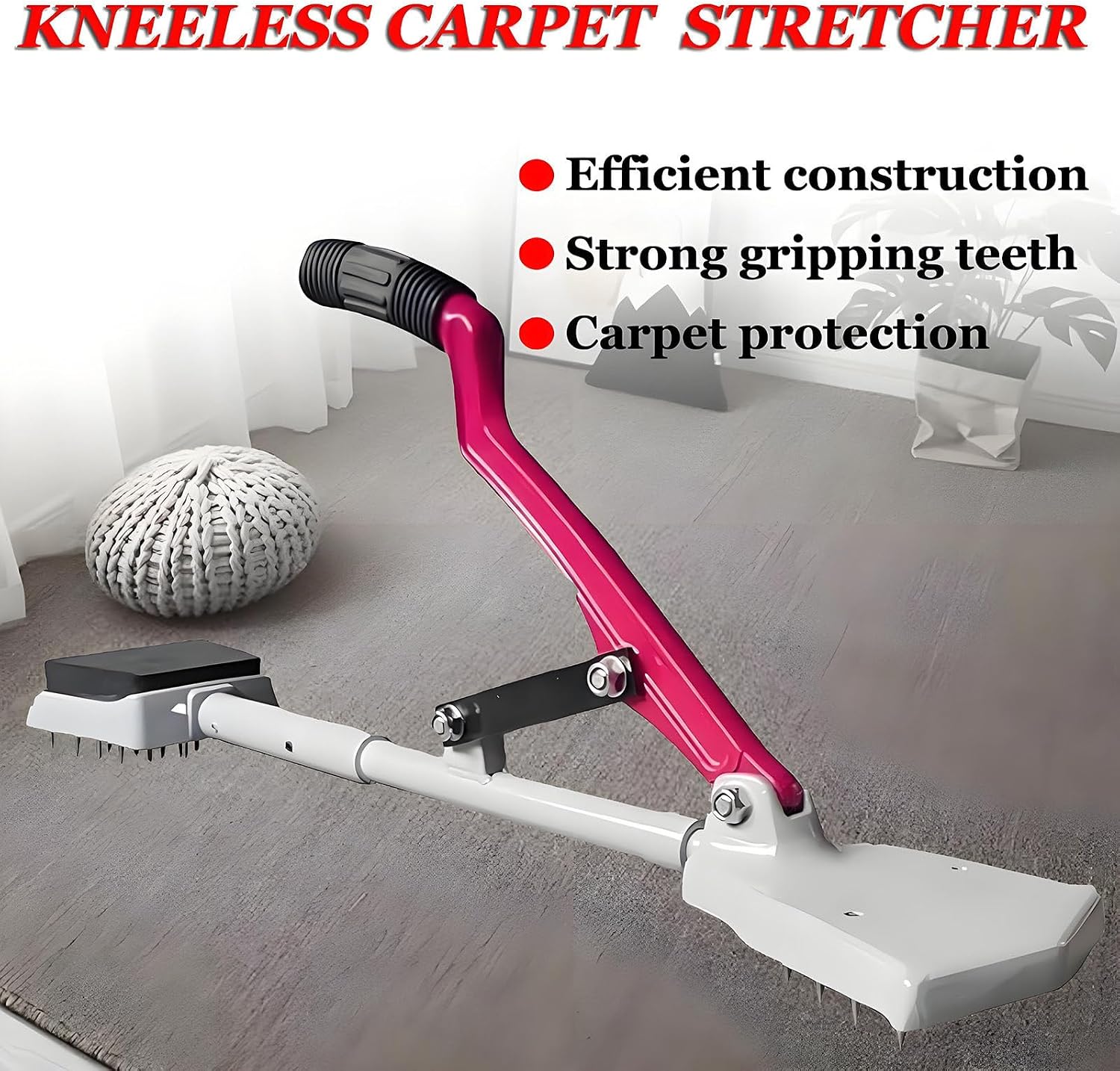 Carpet Stretcher Knee Kicker,Adjustable Metal Carpet Knee Kicker, Adjustable Non Slip Handle,Carpet Installation Tool
