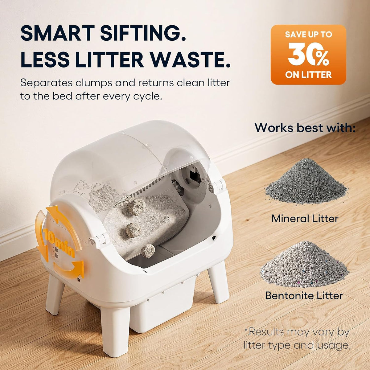 Automatic Litter Box, Self Cleaning Litter Box with Safety Sensors