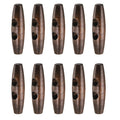 45mm / 1.8" Wooden Toggle Buttons 10pcs 2-Hole, Dark Brown