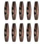45mm / 1.8" Wooden Toggle Buttons 10pcs 2-Hole, Dark Brown