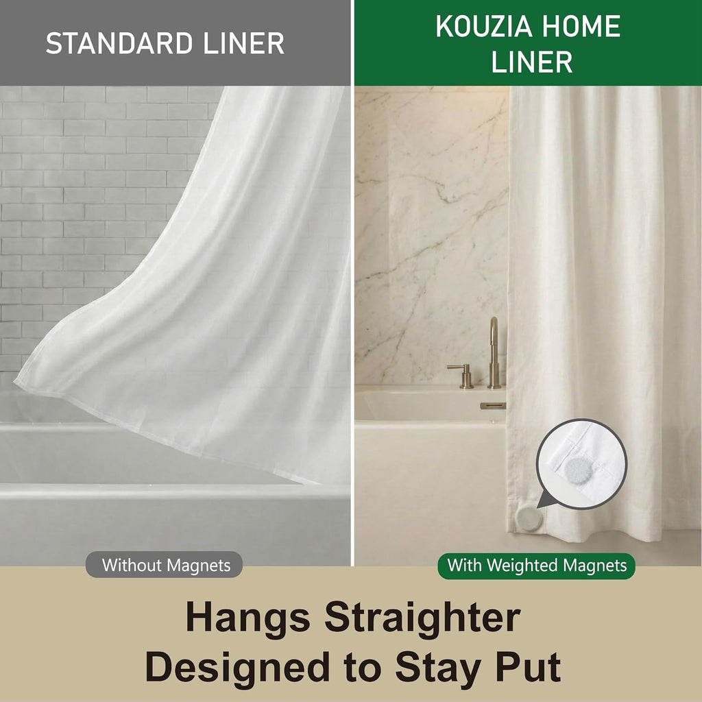 Waterproof Fabric Shower Curtain Liner, TPU Coated, PEVA-Free & Odorless, Hotel Quality, 3 Magnets, Rust-Proof Metal