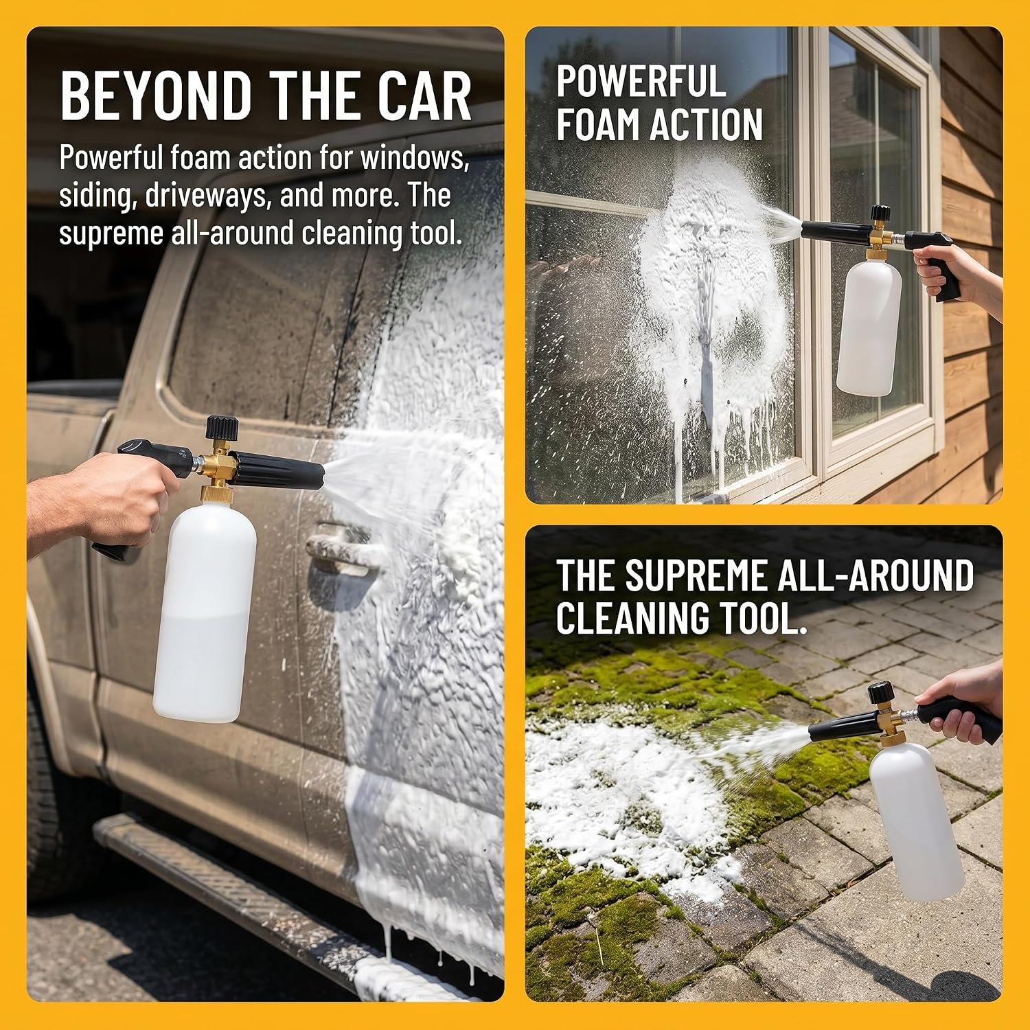Foam Cannon, Car Wash Pressure Washer Jet Wash 1/4" Quick Connector Adjustable Snow Foam Lance Foam Blaster, 1 Liter