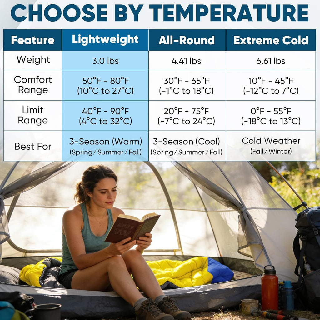 Sleeping Bags for Adults, Lightweight and Machine Washable, Water Resistant Backpacking Camping Sleeping Bag for Warm