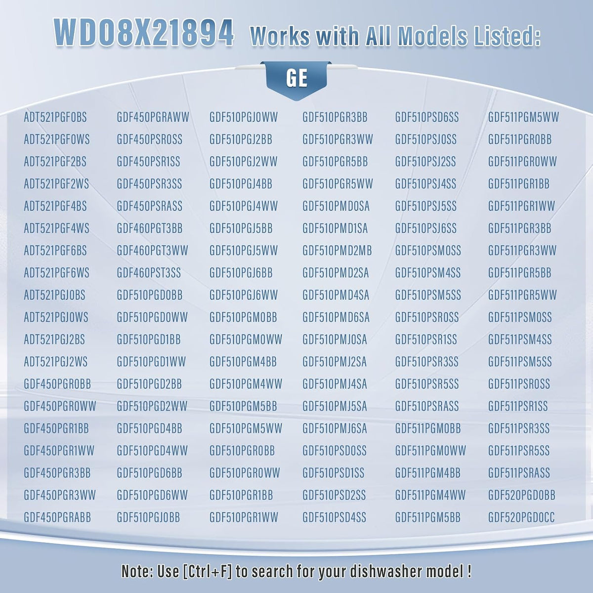 WD08X21894 Dishwasher Lower Door Gasket Compatible with GE Hotpoint, Replacement Part WD08X10090 WD08X21894-50PK 4164470 AP5980286 PS11700870 EAP11700870