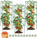 3 Pack Tomato Cages for Garden - Heavy Duty Square Tomato Plant Support Stakes, Height-Adjustable Tomato Trellis