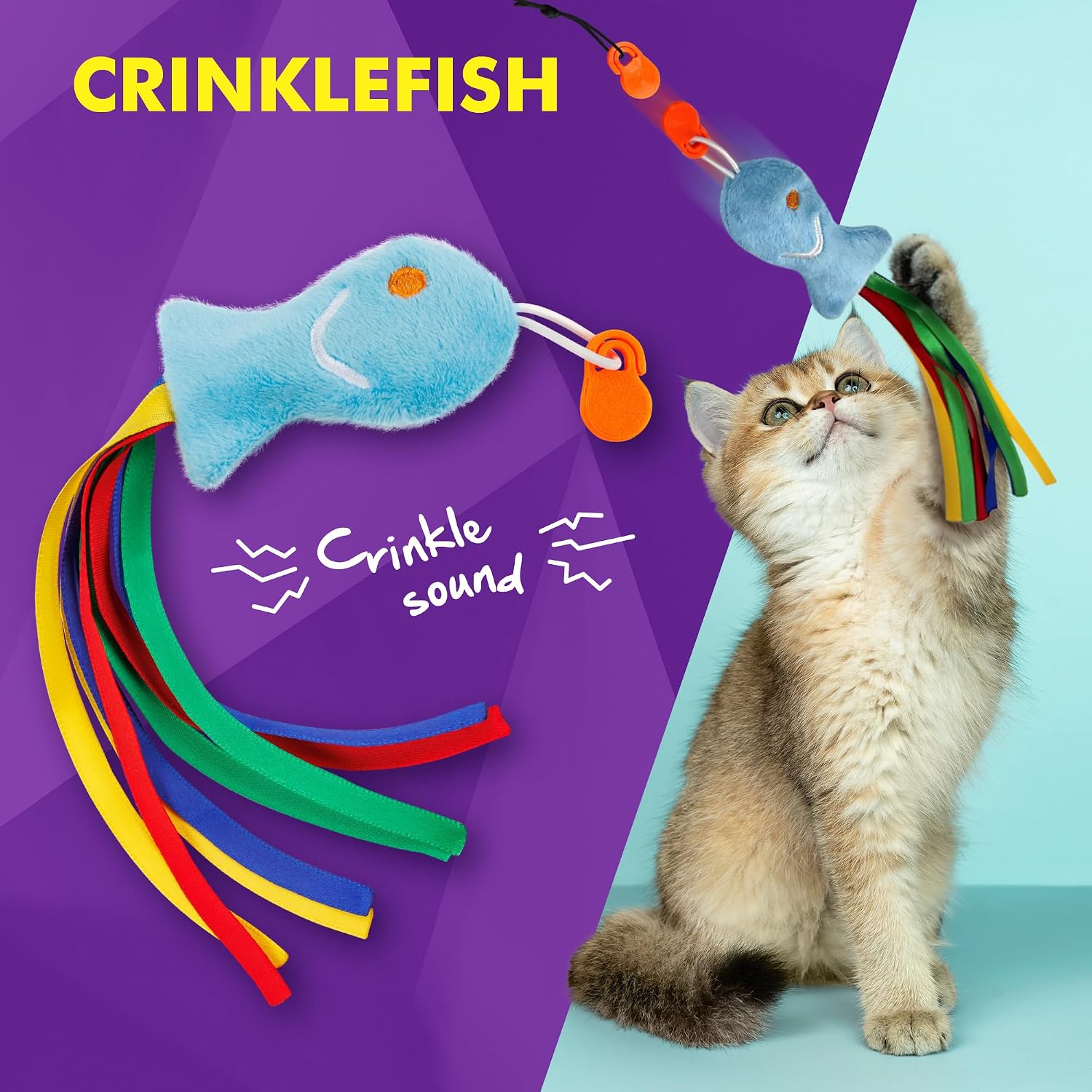 Snatch Pack - 5 Magnetic Attachments for The Snatch Magnetic Wand Toy - Catnip Mouse, Rattle Snake, Crinkle Fish