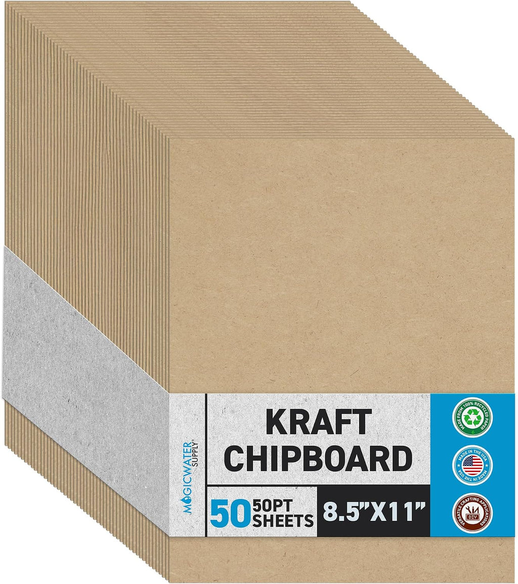 MagicWater Chipboard Sheet - 8.5x11 inch - 50 pt - 0.050" Thick - 50 Pack