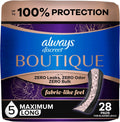 Boutique Adult Incontinence Bladder Leak Pads for Women, Maximum Absorbency, Long Length, Up to 100% Bladder Leak