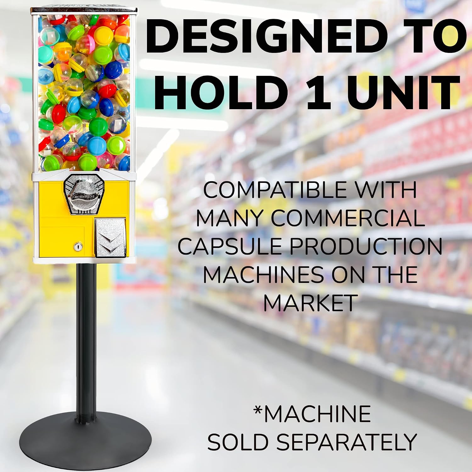 Single Metal Stand with Square Flange and Round Base for Candy Gumball Capsule Vending Machines