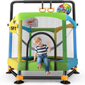 Toddler Trampoline for Kids with Foam Handle, Anti-Tilt Frame & Thick Padded Spring Cover, Indoor Outdoor Mini