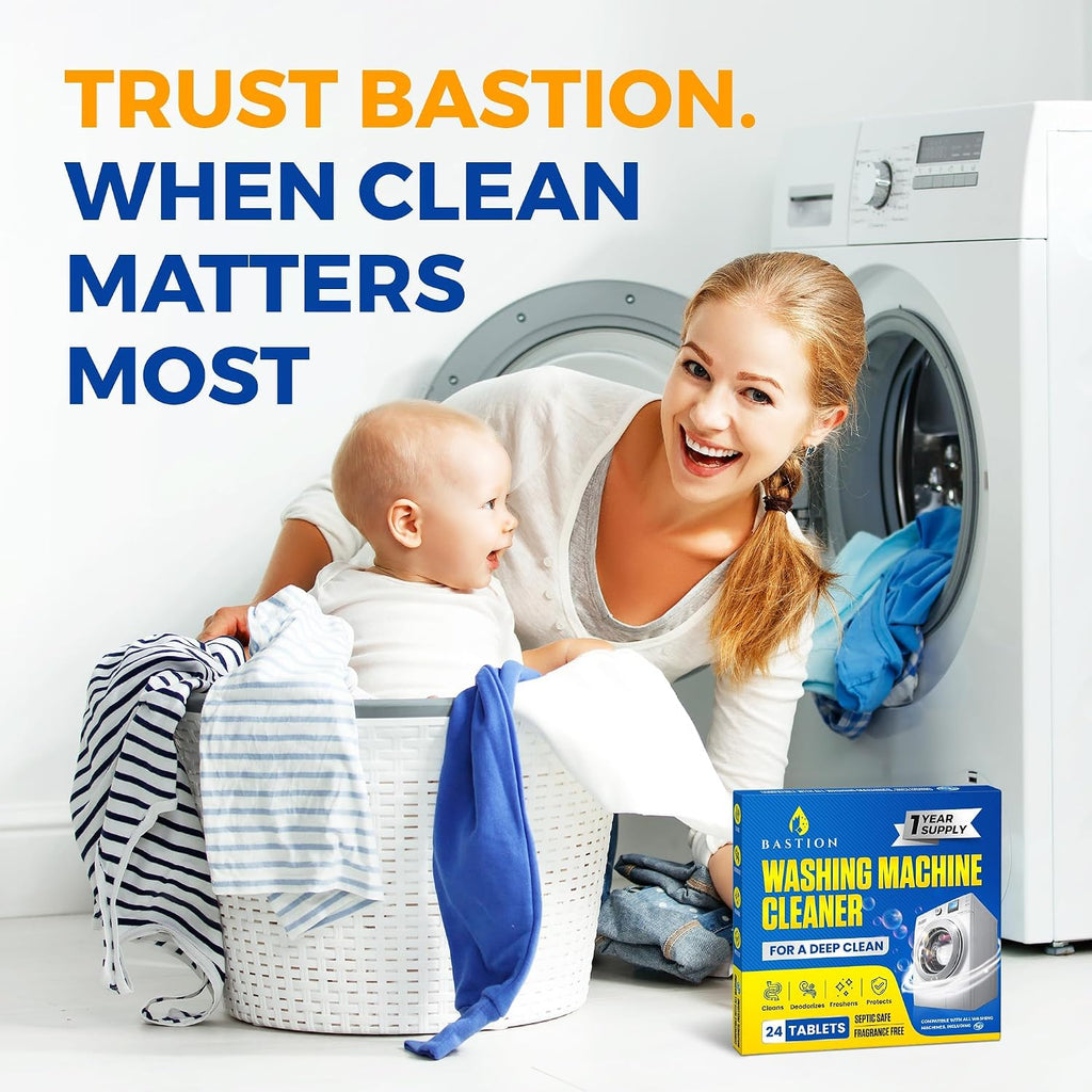 Washing Machine Cleaner Tablets 24 pack Powerful Descaler -Deep Cleaning for HE Front Loader & Top Load Washer Septic