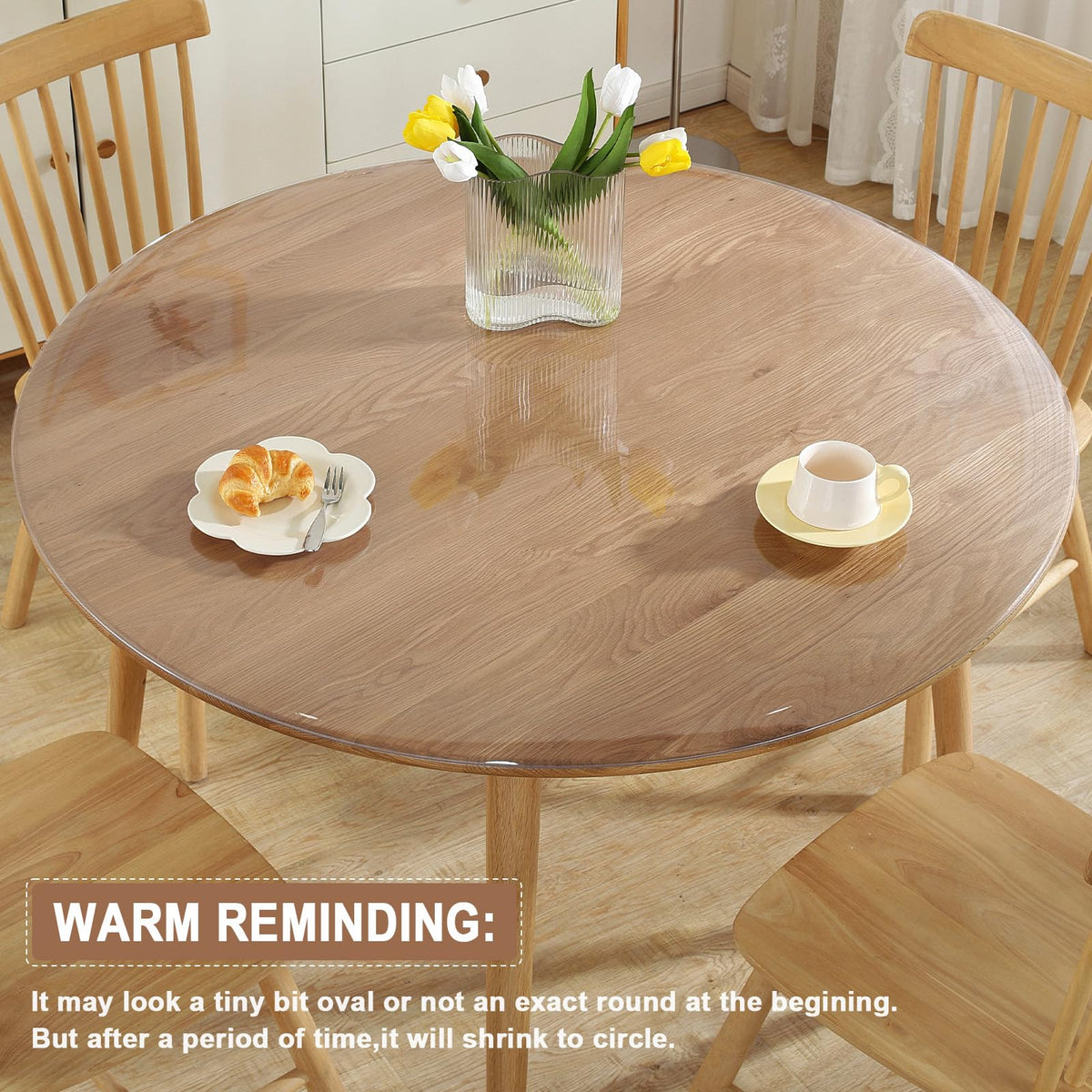 Round Clear Table Cover Protector 48", Waterproof Plastic Cover
