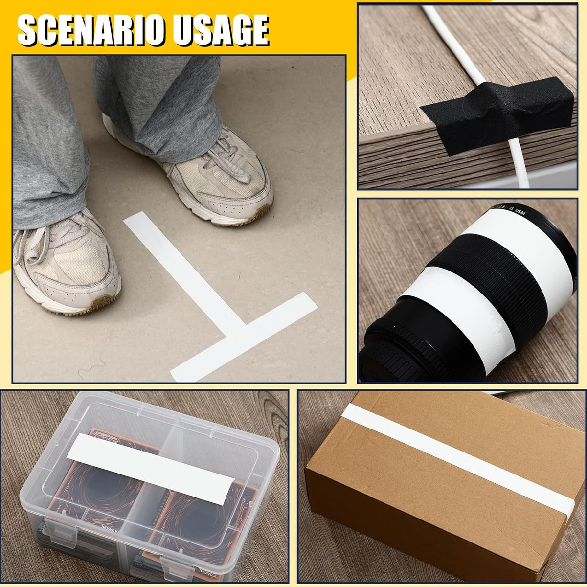 6 Rolls, 1 Inch x 10 Yards Black White Matte Gaffers Tape