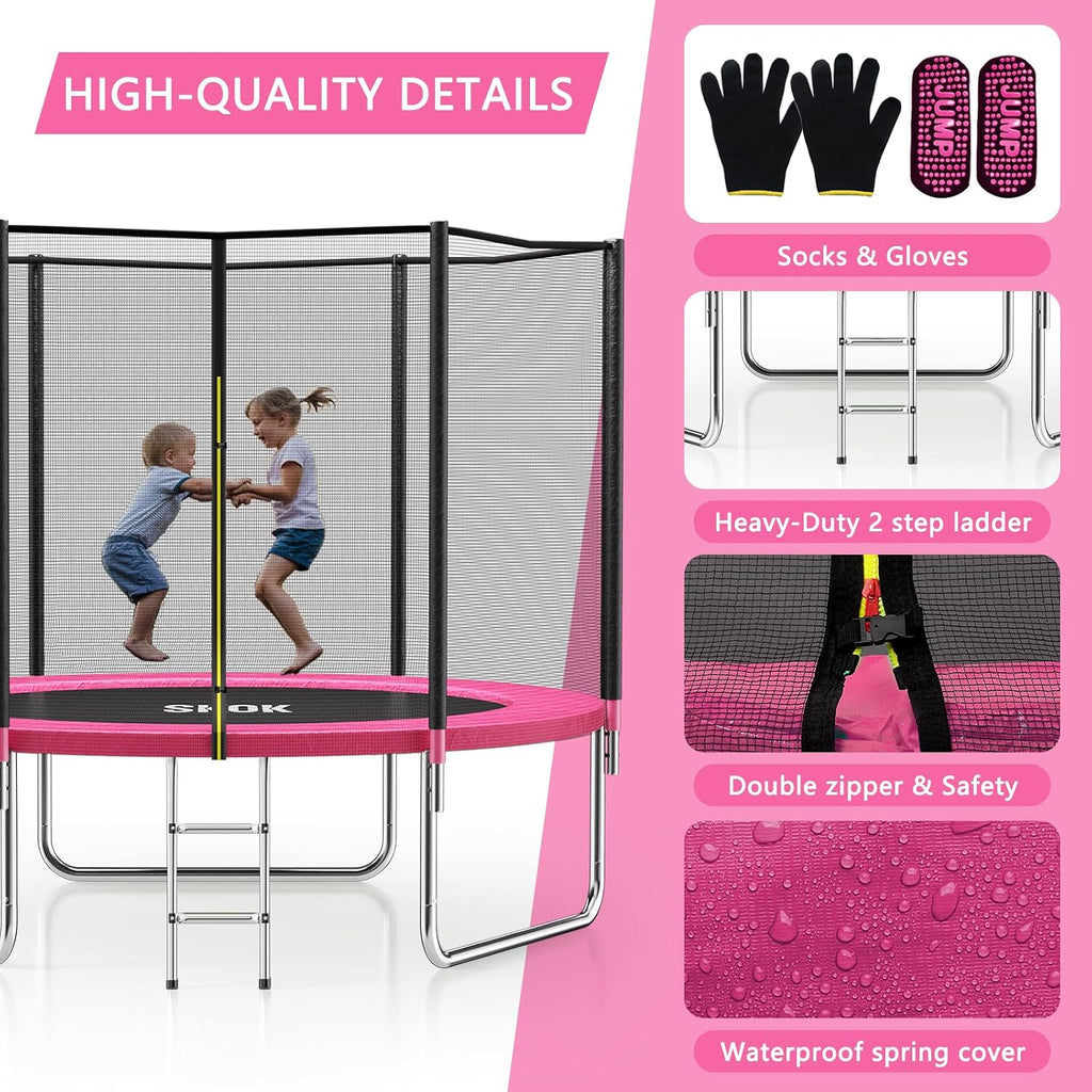 Trampoline for Kids,400LBS Outdoor Trampoline with Net-ASTM Approved Trampoline for Children and Adults