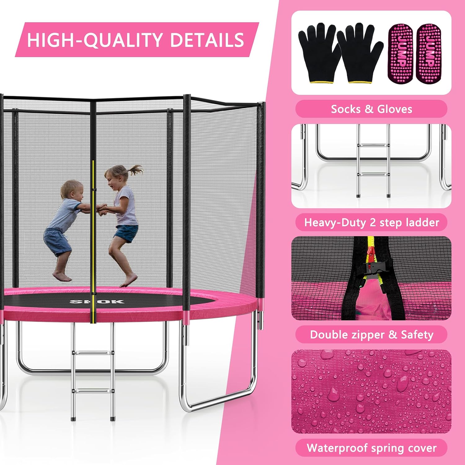 Trampoline for Kids,400LBS Outdoor Trampoline with Net-ASTM Approved Trampoline for Children and Adults