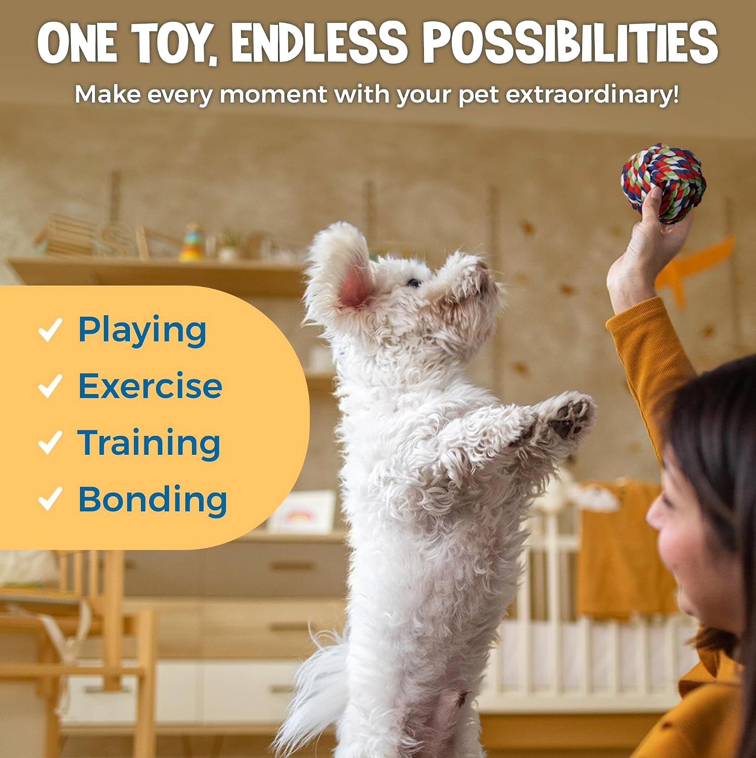 5-Pack Ferret Rope Chew Teething Toys, Puppy Chew Toys & Accessories for Cage, Machine-Washable Durable Cotton