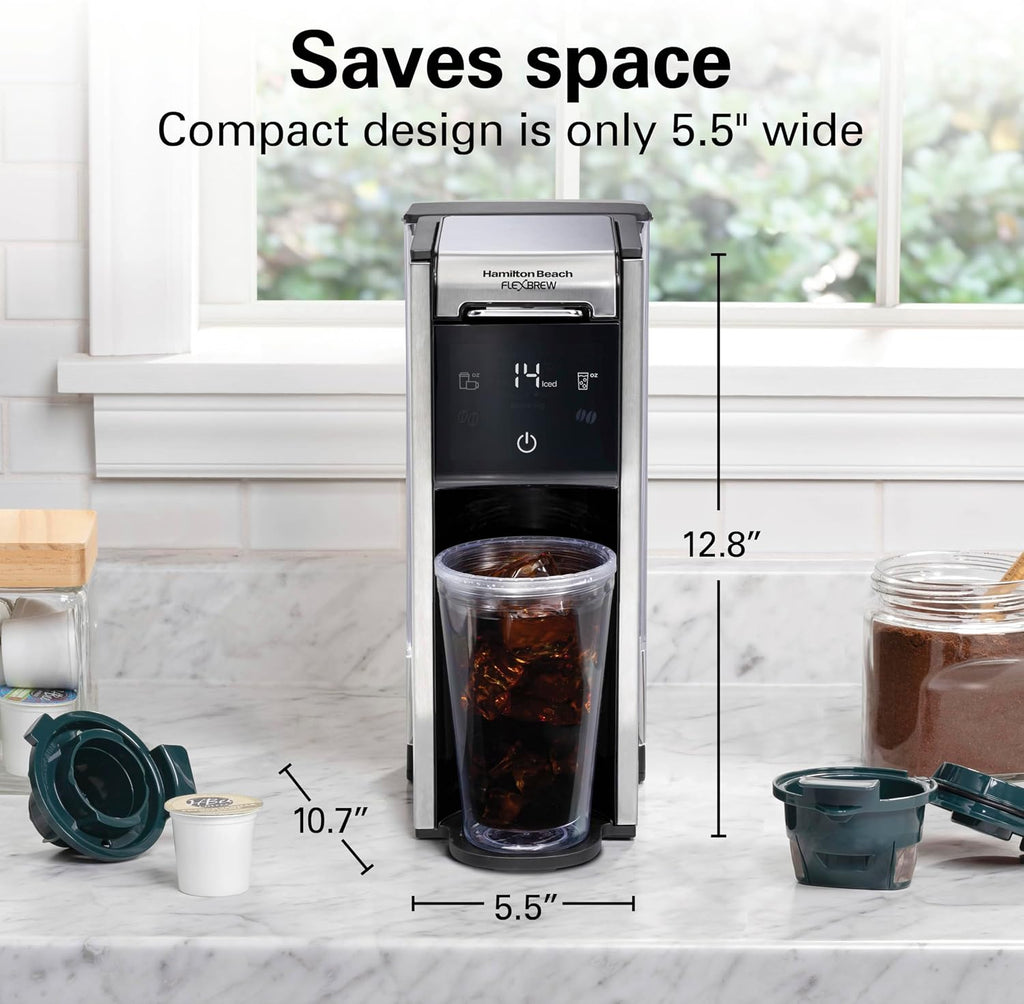 FlexBrew Advanced 4-in-1 Single Serve Coffee Maker | Hot & Iced Coffee Maker | Removable 45 oz. Reservoir | Uses Pod