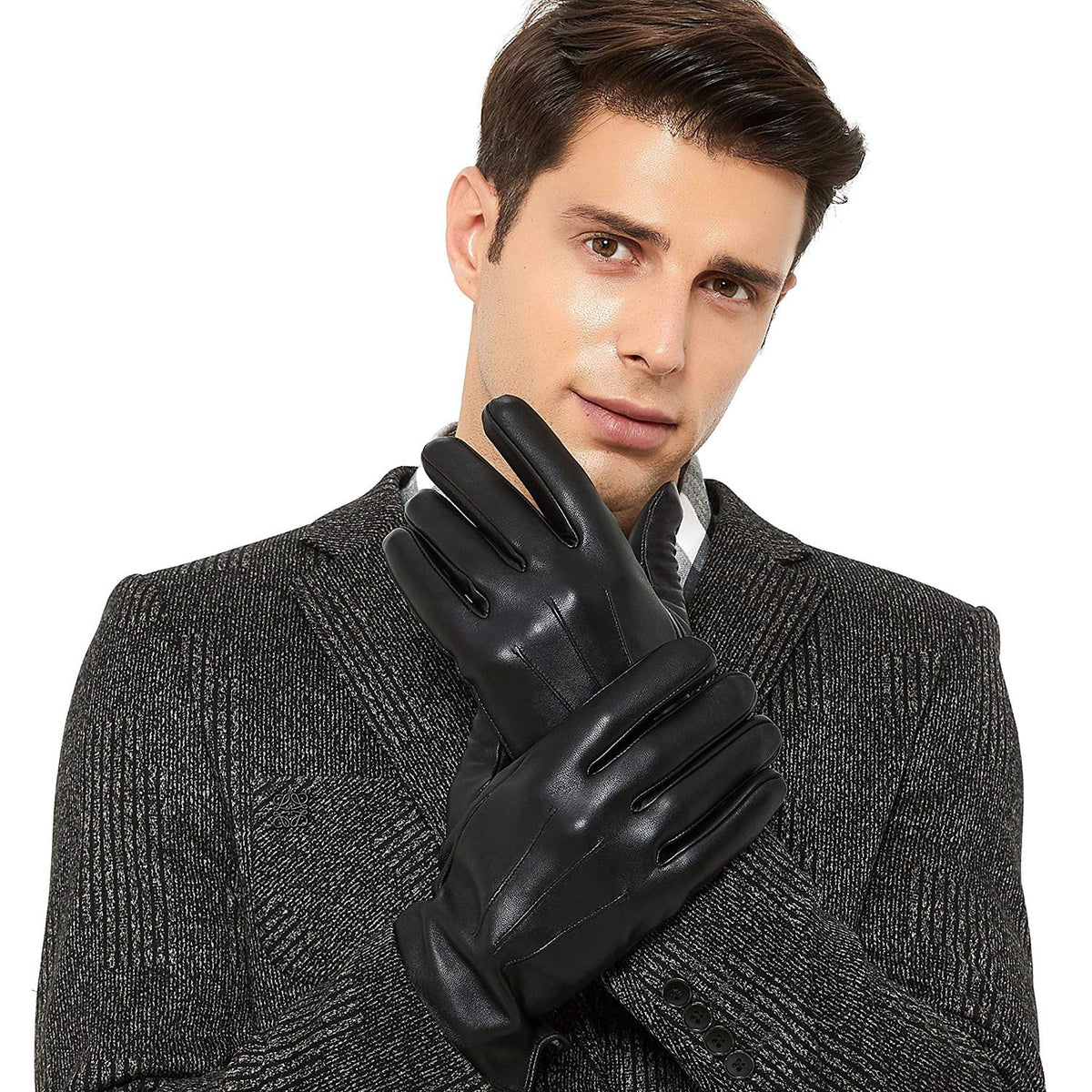 Luxury Mens Leather Gloves Fleece Lined-Soft Comfortable Lambskin