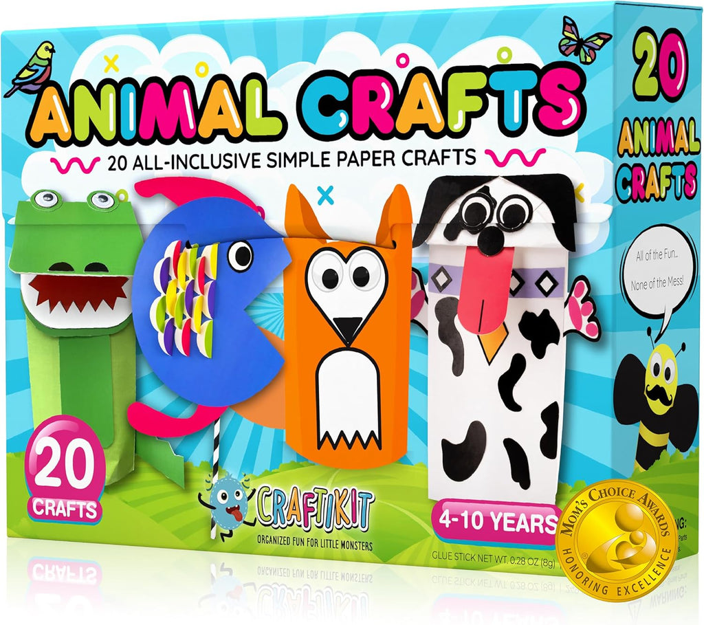 20 Award-Winning Animal Toddler Arts and Crafts for Kids Ages 3-10 Years, All-Inclusive Animal Craft Kits, Fun