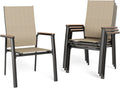 Patio Dining Chairs Set of 4, Stackable Aluminuum Frame